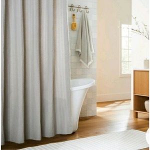 Hearth & Hand Magnolia Shower Curtain Gray Woven Crinkle Stripe Farmhouse 72x72"